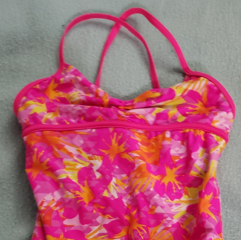 Girls Speedo pink orange & yellow swimsuit